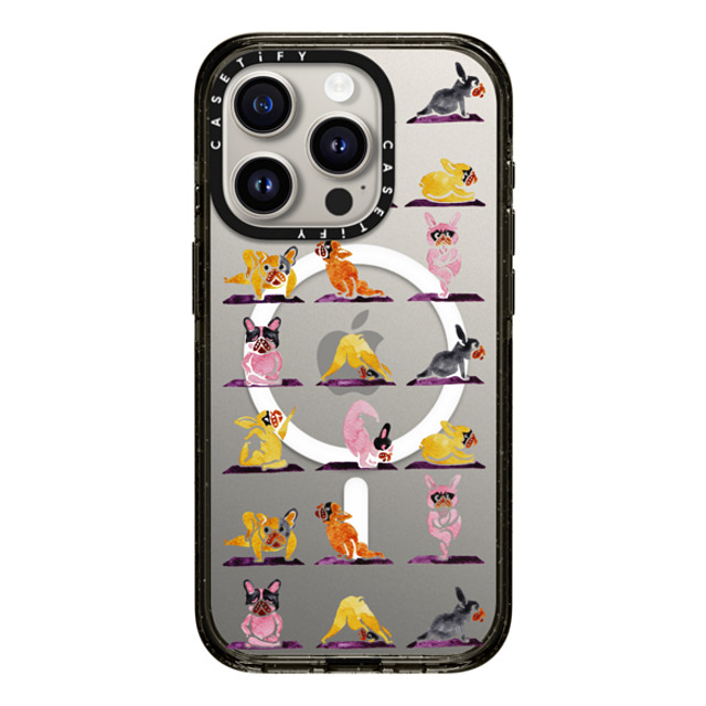 Huebucket x CASETiFY iPhone 15 Pro Case Black Impact Case MagSafe Compatible French Bulldog Yoga Watercolor Father's Day Huebucket x CASETiFY iPhone 15 Pro Case Black Impact Case MagSafe Compatible French Bulldog Yoga Watercolor Father's Day