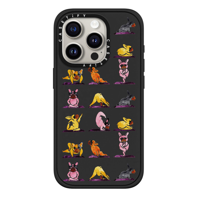 Huebucket x CASETiFY iPhone 15 Pro Case マットブラック Impact Case MagSafe Compatible French Bulldog Yoga Watercolor Mother's Day Huebucket x CASETiFY iPhone 15 Pro Case マットブラック Impact Case MagSafe Compatible French Bulldog Yoga Watercolor Mother's Day