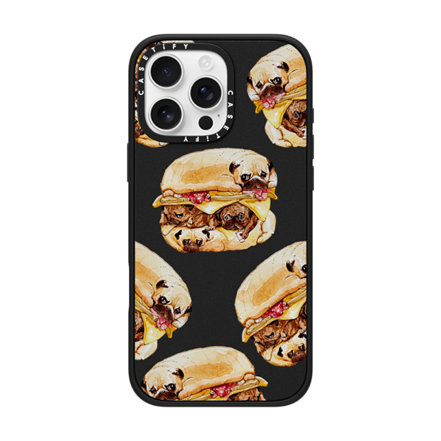 Huebucket x CASETiFY iPhone 16 Pro Max Case Matte Black Impact Case MagSafe Compatible Pugs Burger Watercolor Father's Day Huebucket x CASETiFY iPhone 16 Pro Max Case Matte Black Impact Case MagSafe Compatible Pugs Burger Watercolor Father's Day