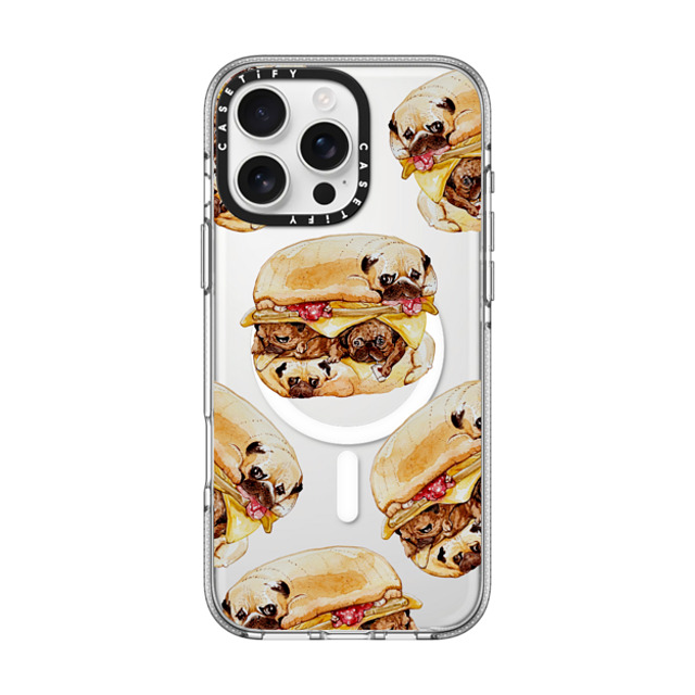 Huebucket x CASETiFY iPhone 16 Pro Max ケース クリア クリア ケース MagSafe対応 Pugs Burger Watercolor Father's Day Huebucket x CASETiFY iPhone 16 Pro Max ケース クリア クリア ケース MagSafe対応 Pugs Burger Watercolor Father's Day