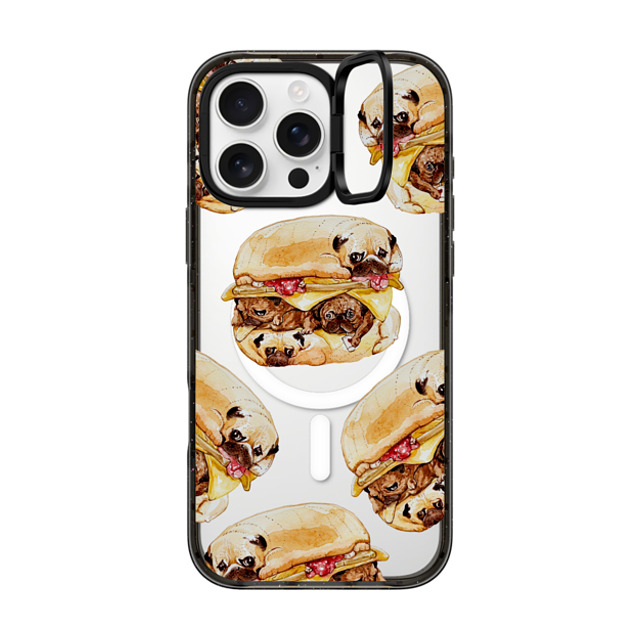 Huebucket x CASETiFY iPhone 16 Pro Max ケース ブラック インパクトリングスタンドケース MagSafe対応 Pugs Burger Watercolor Father's Day Huebucket x CASETiFY iPhone 16 Pro Max ケース ブラック インパクトリングスタンドケース MagSafe対応 Pugs Burger Watercolor Father's Day