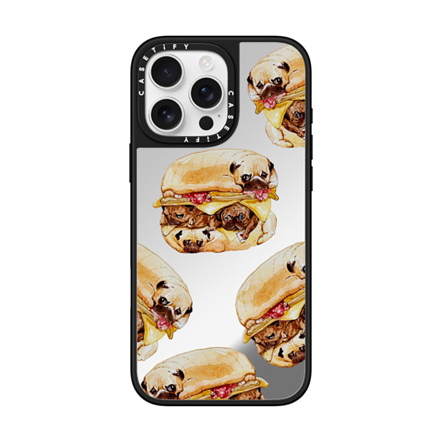 Huebucket x CASETiFY iPhone 16 Pro Max ケース Silver on Black ミラーケース MagSafe対応 Pugs Burger Watercolor Father's Day Huebucket x CASETiFY iPhone 16 Pro Max ケース Silver on Black ミラーケース MagSafe対応 Pugs Burger Watercolor Father's Day