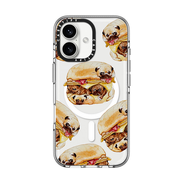 Huebucket x CASETiFY iPhone 16 Case Clear Clear Case MagSafe Compatible Pugs Burger Watercolor Father's Day Huebucket x CASETiFY iPhone 16 Case Clear Clear Case MagSafe Compatible Pugs Burger Watercolor Father's Day