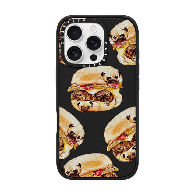 Huebucket x CASETiFY iPhone 16 Pro ケース マットブラック インパクトケース MagSafe対応 Pugs Burger Watercolor Father's Day Huebucket x CASETiFY iPhone 16 Pro ケース マットブラック インパクトケース MagSafe対応 Pugs Burger Watercolor Father's Day