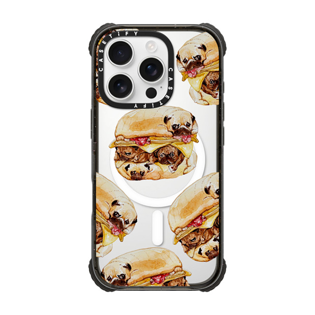 Huebucket x CASETiFY iPhone 16 Pro Case Black ウルトラ インパクトケース MagSafe 対応 Pugs Burger Watercolor Father's Day Huebucket x CASETiFY iPhone 16 Pro Case Black ウルトラ インパクトケース MagSafe 対応 Pugs Burger Watercolor Father's Day
