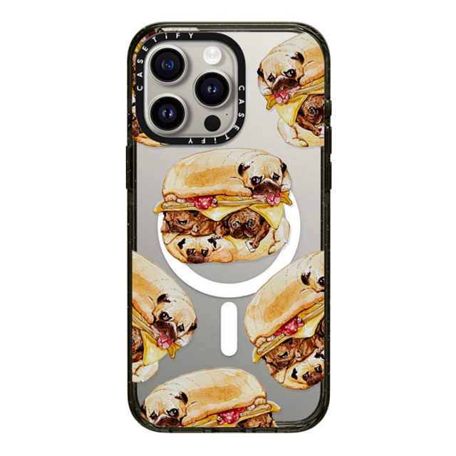 Huebucket x CASETiFY iPhone 15 Pro Max ケース ブラック インパクトケース MagSafe対応 Pugs Burger Watercolor Back to School Huebucket x CASETiFY iPhone 15 Pro Max ケース ブラック インパクトケース MagSafe対応 Pugs Burger Watercolor Back to School
