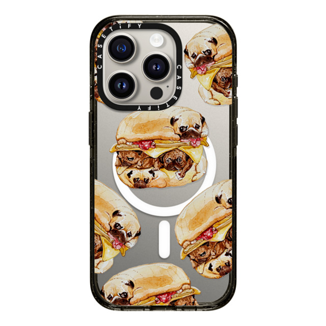 Huebucket x CASETiFY iPhone 15 Pro Case Black Impact Case MagSafe Compatible Pugs Burger Watercolor Father's Day Huebucket x CASETiFY iPhone 15 Pro Case Black Impact Case MagSafe Compatible Pugs Burger Watercolor Father's Day