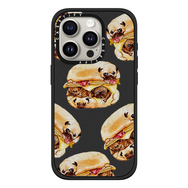 Huebucket x CASETiFY iPhone 15 Pro ケース マットブラック インパクトケース MagSafe対応 Pugs Burger Watercolor Back to School Huebucket x CASETiFY iPhone 15 Pro ケース マットブラック インパクトケース MagSafe対応 Pugs Burger Watercolor Back to School