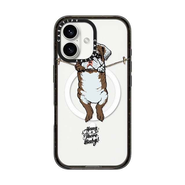 Huebucket x CASETiFY iPhone 16 ケース ブラック インパクトケース MagSafe対応 Hang in There Baby English Bulldog Father's Day Huebucket x CASETiFY iPhone 16 ケース ブラック インパクトケース MagSafe対応 Hang in There Baby English Bulldog Father's Day