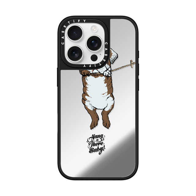 Huebucket x CASETiFY iPhone 16 Pro Case Silver on Black ミラーケース MagSafe対応 Hang in There Baby English Bulldog Back to School Huebucket x CASETiFY iPhone 16 Pro Case Silver on Black ミラーケース MagSafe対応 Hang in There Baby English Bulldog Back to School