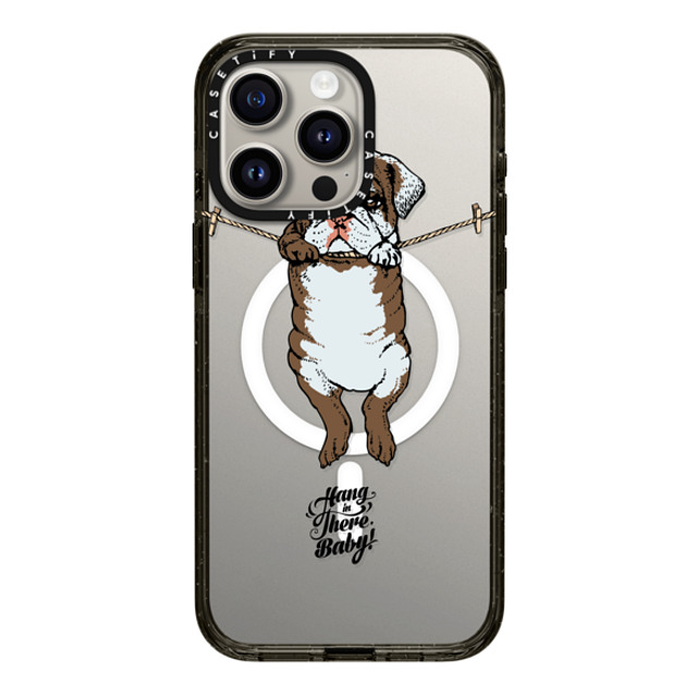 Huebucket x CASETiFY iPhone 15 Pro Max Case Black Impact Case MagSafe Compatible Hang in There Baby English Bulldog Back to School Huebucket x CASETiFY iPhone 15 Pro Max Case Black Impact Case MagSafe Compatible Hang in There Baby English Bulldog Back to School