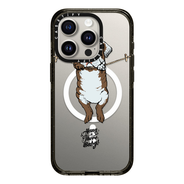 Huebucket x CASETiFY iPhone 15 Pro Case Black Impact Case MagSafe Compatible Hang in There Baby English Bulldog Back to School Huebucket x CASETiFY iPhone 15 Pro Case Black Impact Case MagSafe Compatible Hang in There Baby English Bulldog Back to School