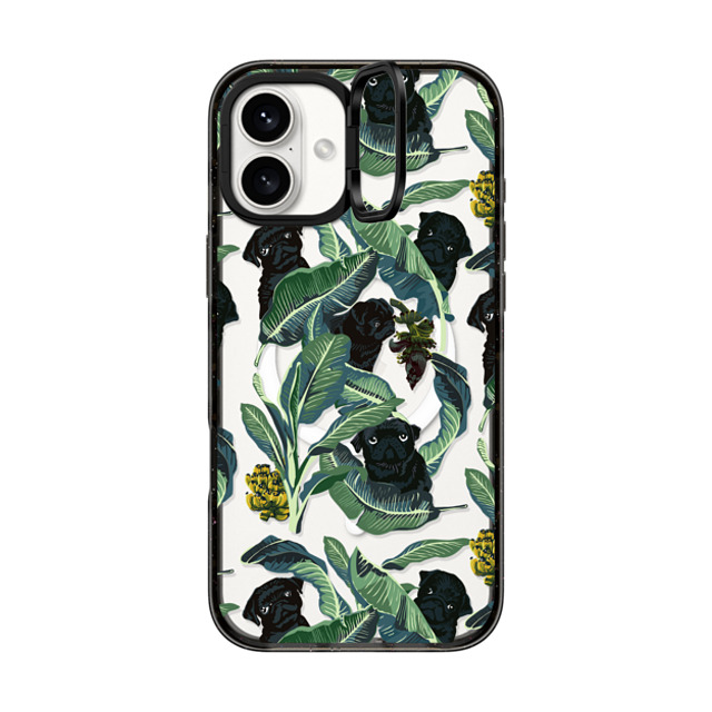 Huebucket x CASETiFY iPhone 16 Plus Case Black インパクトリングスタンドケース MagSafe対応 Banana Leaf and Black Pug Huebucket x CASETiFY iPhone 16 Plus Case Black インパクトリングスタンドケース MagSafe対応 Banana Leaf and Black Pug