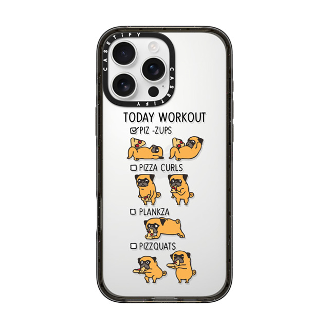 Huebucket x CASETiFY iPhone 16 Pro Max ケース Dog,Cartoon ブラック インパクトケース Today Workout with The Pug Back to School Huebucket x CASETiFY iPhone 16 Pro Max ケース Dog,Cartoon ブラック インパクトケース Today Workout with The Pug Back to School