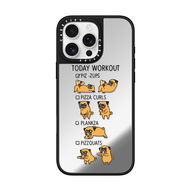 Huebucket x CASETiFY iPhone 16 Pro Max ケース Dog,Cartoon Silver on Black ミラーケース MagSafe対応 Today Workout with The Pug Back to School Huebucket x CASETiFY iPhone 16 Pro Max ケース Dog,Cartoon Silver on Black ミラーケース MagSafe対応 Today Workout with The Pug Back to School
