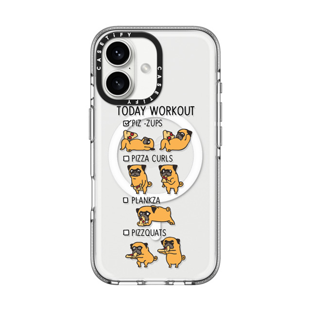 Huebucket x CASETiFY iPhone 16 ケース Dog,Cartoon クリア クリア ケース MagSafe対応 Today Workout with The Pug Back to School Huebucket x CASETiFY iPhone 16 ケース Dog,Cartoon クリア クリア ケース MagSafe対応 Today Workout with The Pug Back to School
