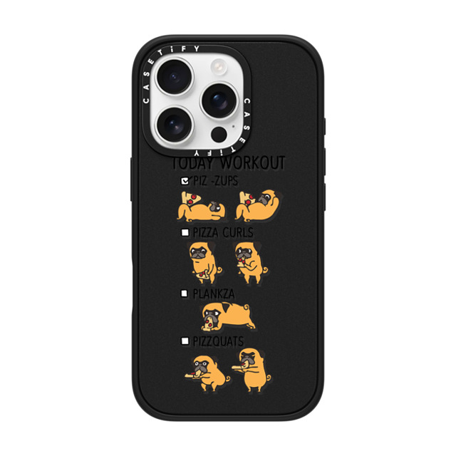 Huebucket x CASETiFY iPhone 16 Pro Case Dog,Cartoon Matte Black Impact Case MagSafe Compatible Today Workout with The Pug Back to School Huebucket x CASETiFY iPhone 16 Pro Case Dog,Cartoon Matte Black Impact Case MagSafe Compatible Today Workout with The Pug Back to School