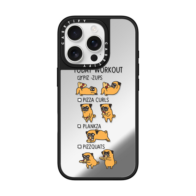 Huebucket x CASETiFY iPhone 16 Pro Case Dog,Cartoon Silver on Black ミラーケース MagSafe対応 Today Workout with The Pug Back to School Huebucket x CASETiFY iPhone 16 Pro Case Dog,Cartoon Silver on Black ミラーケース MagSafe対応 Today Workout with The Pug Back to School