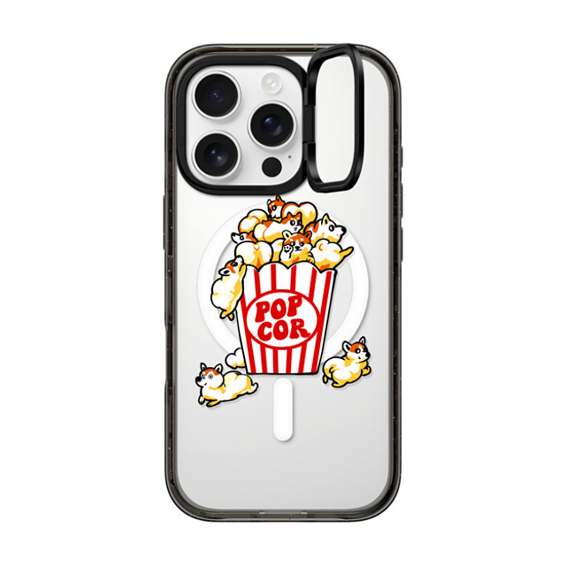 Huebucket x CASETiFY iPhone 16 Pro ケース Dog,Animal ブラック インパクトリングスタンドケース MagSafe対応 Pop Corgi Father's Day Huebucket x CASETiFY iPhone 16 Pro ケース Dog,Animal ブラック インパクトリングスタンドケース MagSafe対応 Pop Corgi Father's Day