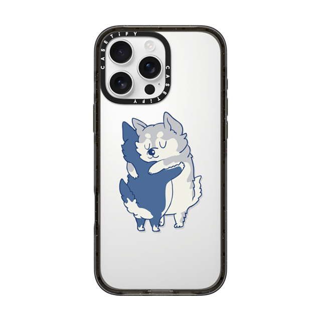 Huebucket x CASETiFY iPhone 16 Pro Max ケース Dog,Cartoon ブラック インパクトケース Husky hugs Back to School Huebucket x CASETiFY iPhone 16 Pro Max ケース Dog,Cartoon ブラック インパクトケース Husky hugs Back to School