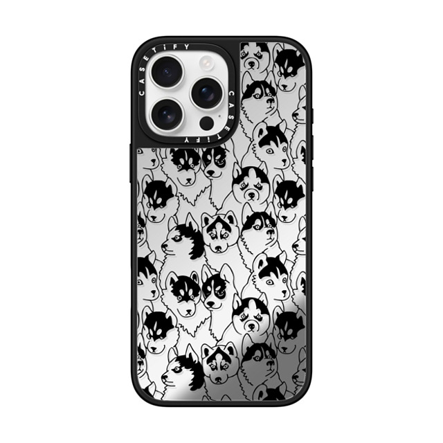 Huebucket x CASETiFY iPhone 16 Pro Max ケース Dog Silver on Black ミラーケース MagSafe対応 Oh Husky Father's Day Huebucket x CASETiFY iPhone 16 Pro Max ケース Dog Silver on Black ミラーケース MagSafe対応 Oh Husky Father's Day
