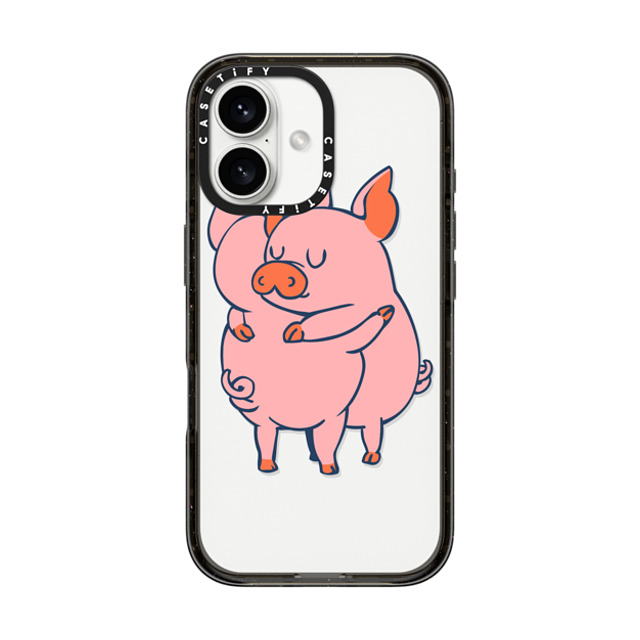 Huebucket x CASETiFY iPhone 16 Case Animal,Cartoon Black Impact Case Pig Hugs Back to School Huebucket x CASETiFY iPhone 16 Case Animal,Cartoon Black Impact Case Pig Hugs Back to School