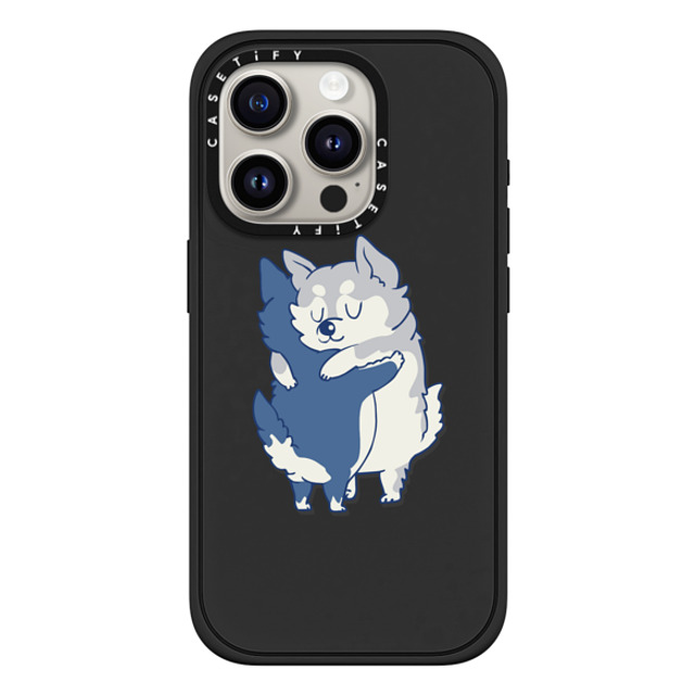 Huebucket x CASETiFY iPhone 15 Pro ケース Dog,Cartoon マットブラック インパクトケース MagSafe対応 Husky hugs Back to School Huebucket x CASETiFY iPhone 15 Pro ケース Dog,Cartoon マットブラック インパクトケース MagSafe対応 Husky hugs Back to School