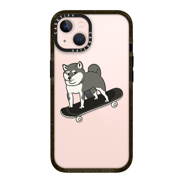 Huebucket x CASETiFY iPhone 13 ケース ブラック インパクトケース Skateboarding Shiba Inu