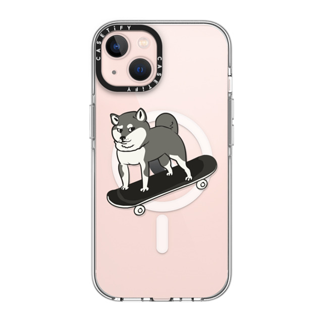 Huebucket x CASETiFY iPhone 13 ケース クリア クリア ケース MagSafe対応 Skateboarding Shiba Inu