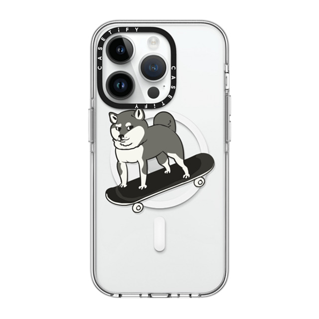 Huebucket x CASETiFY iPhone 14 Pro ケース クリア クリア ケース MagSafe対応 Skateboarding Shiba Inu