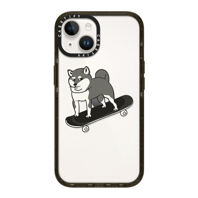 Huebucket x CASETiFY iPhone 14 ケース ブラック インパクトケース Skateboarding Shiba Inu