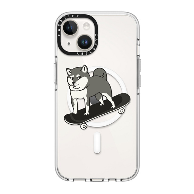 Huebucket x CASETiFY iPhone 14 ケース クリア クリア ケース MagSafe対応 Skateboarding Shiba Inu