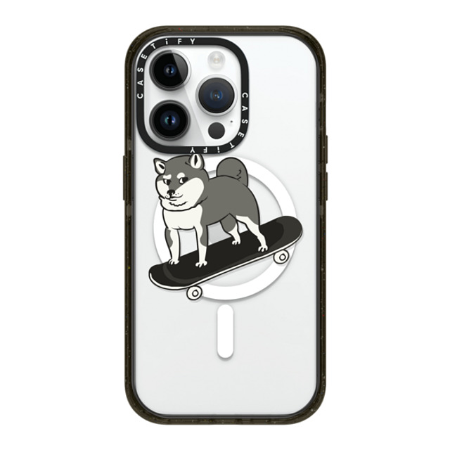 Huebucket x CASETiFY iPhone 14 Pro ケース ブラック インパクトケース MagSafe対応 Skateboarding Shiba Inu