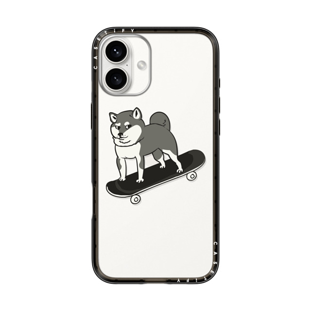 Huebucket x CASETiFY iPhone 16 Plus ケース ブラック インパクトライトケース Skateboarding Shiba Inu
