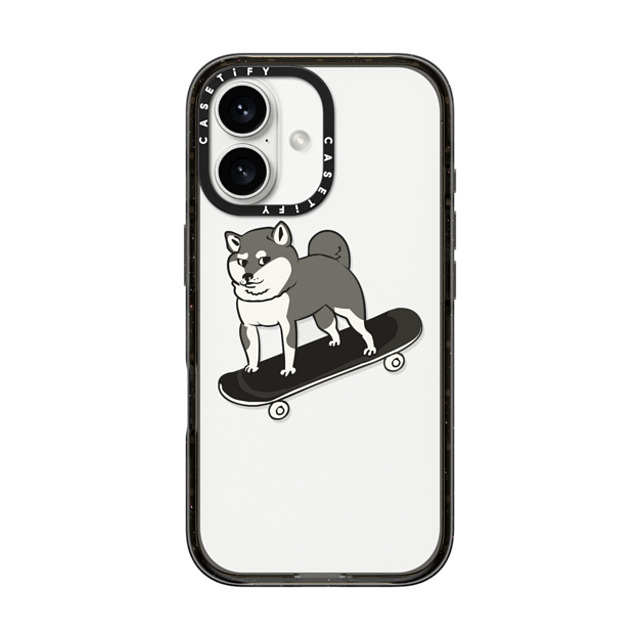 Huebucket x CASETiFY iPhone 16 ケース ブラック インパクトケース Skateboarding Shiba Inu