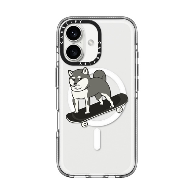 Huebucket x CASETiFY iPhone 16 ケース クリア クリア ケース MagSafe対応 Skateboarding Shiba Inu