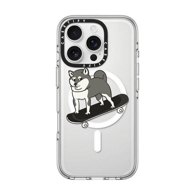 Huebucket x CASETiFY iPhone 16 Pro ケース クリア クリア ケース MagSafe対応 Skateboarding Shiba Inu