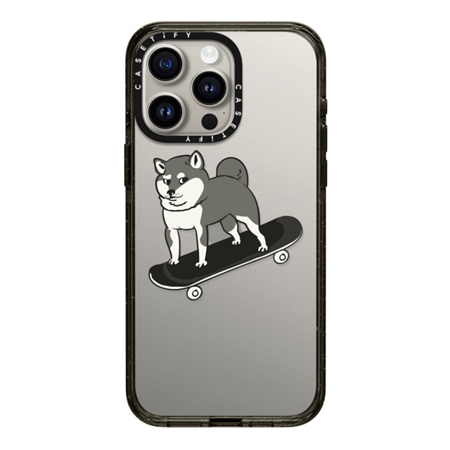 Huebucket x CASETiFY iPhone 15 Pro Max ケース ブラック インパクトケース Skateboarding Shiba Inu