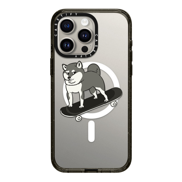 Huebucket x CASETiFY iPhone 15 Pro Max ケース ブラック インパクトケース MagSafe対応 Skateboarding Shiba Inu