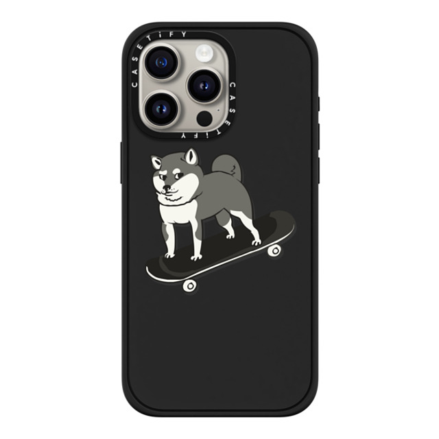 Huebucket x CASETiFY iPhone 15 Pro Max ケース マットブラック インパクトケース MagSafe対応 Skateboarding Shiba Inu