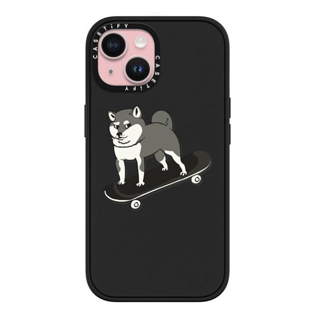 Huebucket x CASETiFY iPhone 15 ケース マットブラック インパクトケース MagSafe対応 Skateboarding Shiba Inu