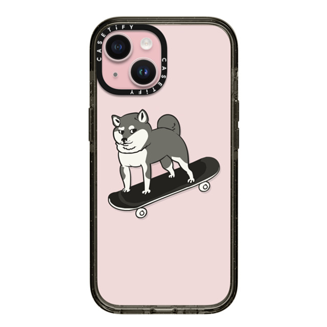 Huebucket x CASETiFY iPhone 15 ケース ブラック インパクトケース Skateboarding Shiba Inu