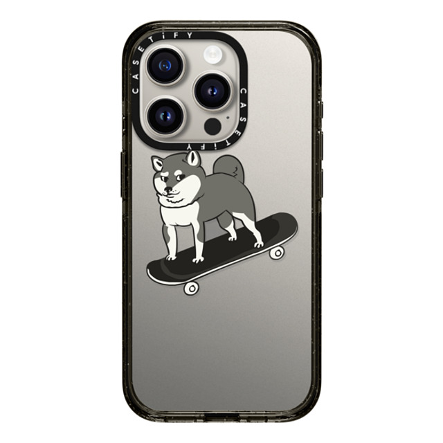 Huebucket x CASETiFY iPhone 15 Pro ケース ブラック インパクトケース Skateboarding Shiba Inu