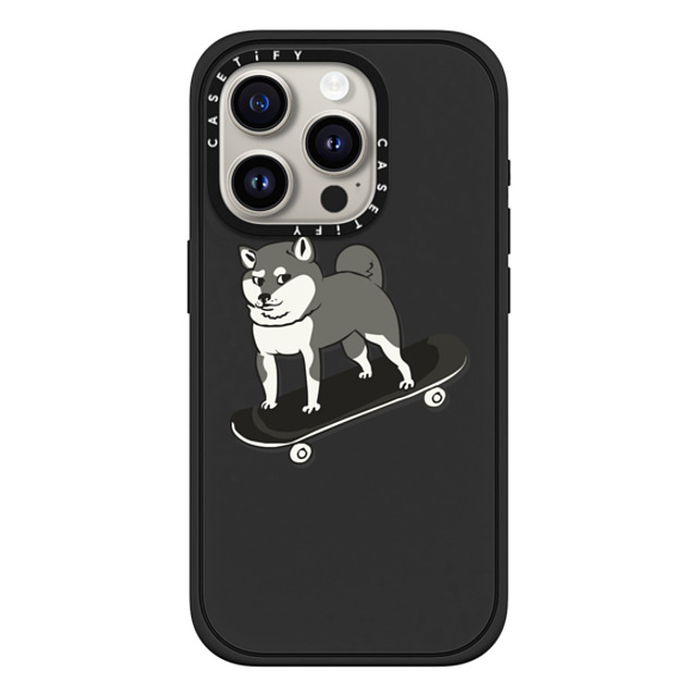 Huebucket x CASETiFY iPhone 15 Pro ケース マットブラック インパクトケース MagSafe対応 Skateboarding Shiba Inu