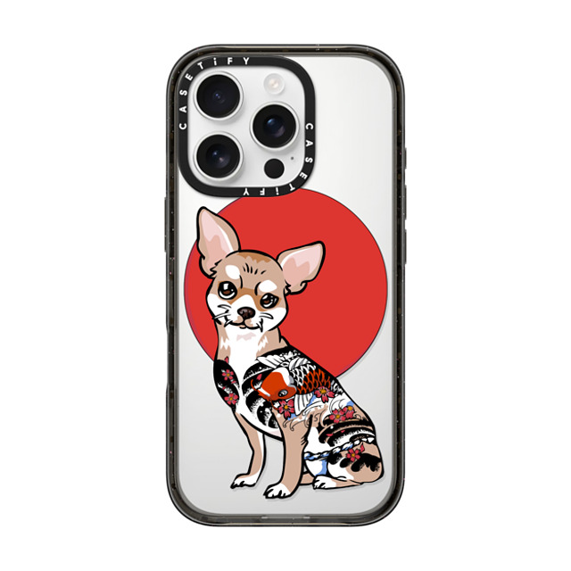 Huebucket x CASETiFY iPhone 16 Pro ケース Dog,Cartoon ブラック インパクトケース Yakuza Chihuahua Back to School Huebucket x CASETiFY iPhone 16 Pro ケース Dog,Cartoon ブラック インパクトケース Yakuza Chihuahua Back to School
