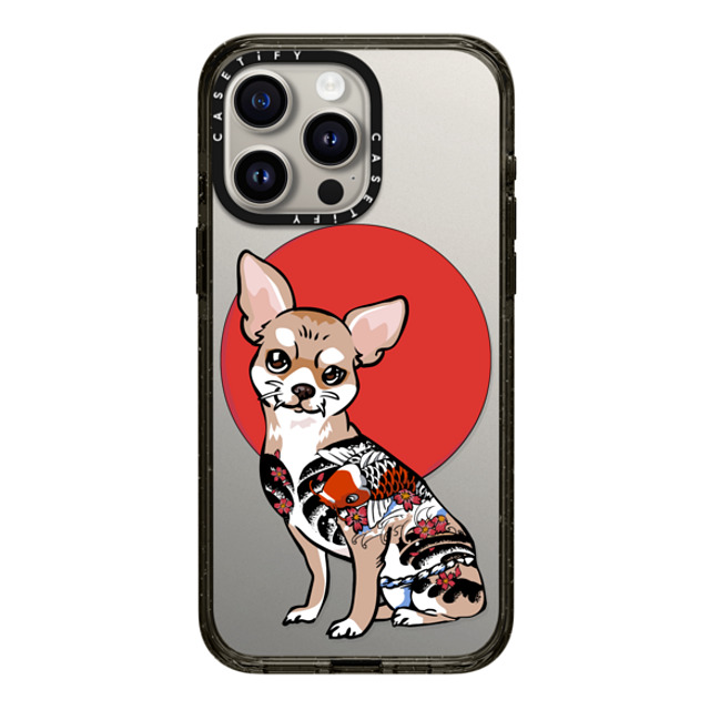 Huebucket x CASETiFY iPhone 15 Pro Max ケース Dog,Cartoon ブラック インパクトケース MagSafe対応 Yakuza Chihuahua Back to School Huebucket x CASETiFY iPhone 15 Pro Max ケース Dog,Cartoon ブラック インパクトケース MagSafe対応 Yakuza Chihuahua Back to School