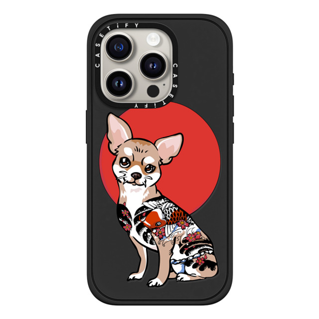Huebucket x CASETiFY iPhone 15 Pro ケース Dog,Cartoon マットブラック インパクトケース MagSafe対応 Yakuza Chihuahua Back to School Huebucket x CASETiFY iPhone 15 Pro ケース Dog,Cartoon マットブラック インパクトケース MagSafe対応 Yakuza Chihuahua Back to School