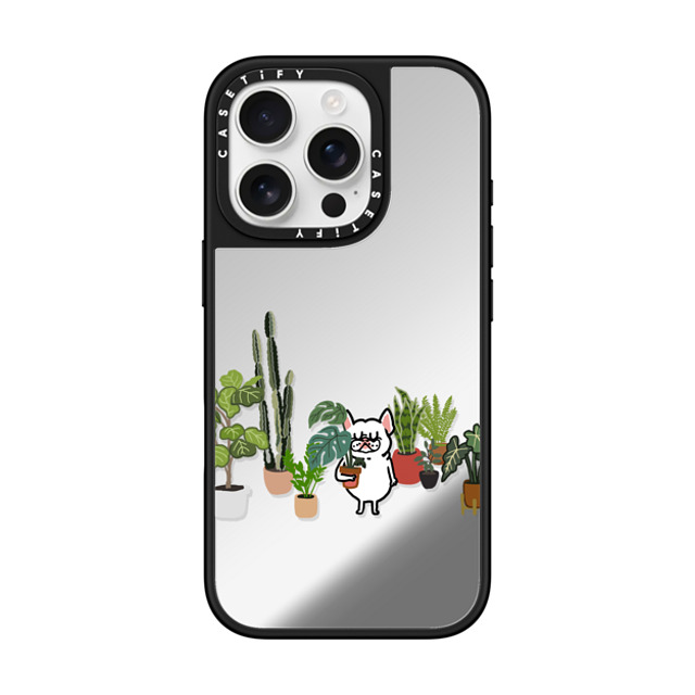 Huebucket x CASETiFY iPhone 16 Pro Case Dog,Cartoon Silver on Black ミラーケース MagSafe対応 Frenchie and Plants Back to School Huebucket x CASETiFY iPhone 16 Pro Case Dog,Cartoon Silver on Black ミラーケース MagSafe対応 Frenchie and Plants Back to School