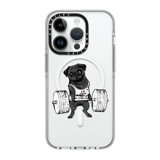 Huebucket x CASETiFY iPhone 14 Pro ケース クリア クリア ケース MagSafe対応 Black Pug Lift