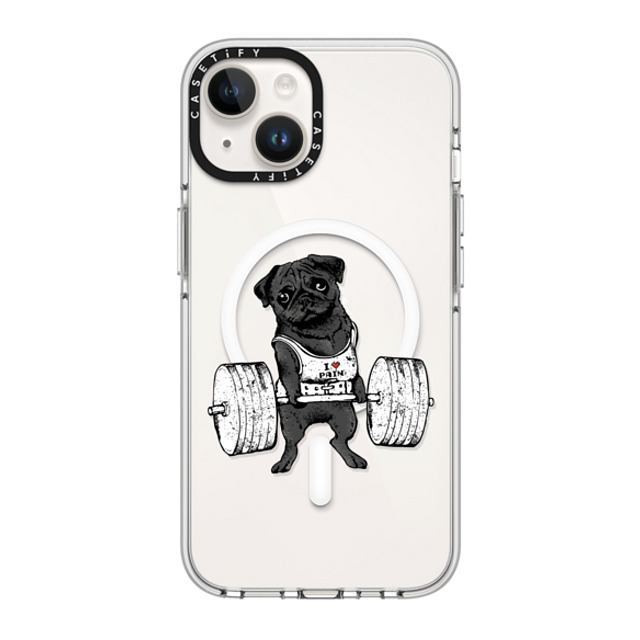 Huebucket x CASETiFY iPhone 14 ケース クリア クリア ケース MagSafe対応 Black Pug Lift